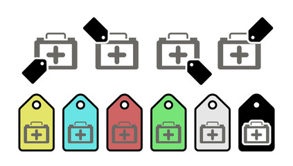 Poster - First aid kit vector icon in tag set illustration for ui and ux, website or mobile application 