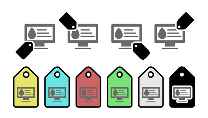 Poster - Computer vector icon in tag set illustration for ui and ux, website or mobile application 