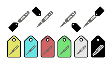 Aufkleber - Medical thermometer vector icon in tag set illustration for ui and ux, website or mobile application 