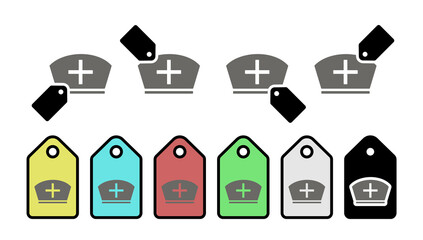 Poster - Nurse cap vector icon in tag set illustration for ui and ux, website or mobile application 
