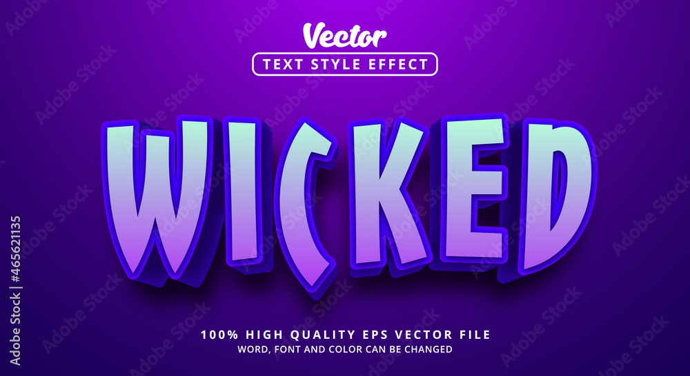 Wicked Writing Format Wicked text with light color, Editable text effect Stock Vector | Adobe ...