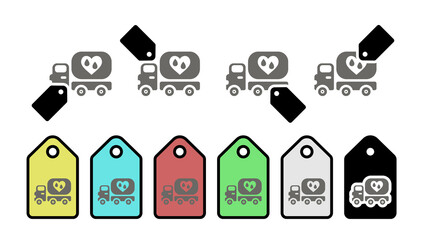 Poster - Blood delivery, transportation vector icon in tag set illustration for ui and ux, website or mobile application 