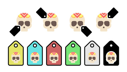 Poster - Skull color vector icon in tag set illustration for ui and ux, website or mobile application