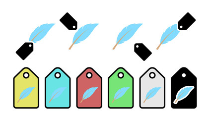 Poster - Feather color vector icon in tag set illustration for ui and ux, website or mobile application