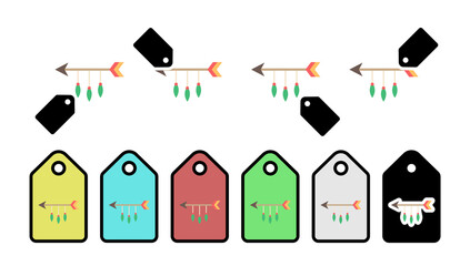 Poster - Arrow color vector icon in tag set illustration for ui and ux, website or mobile application
