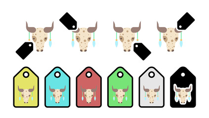 Poster - Cow color vector icon in tag set illustration for ui and ux, website or mobile application