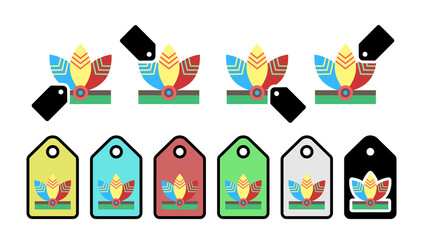 Poster - Native american accessuar color vector icon in tag set illustration for ui and ux, website or mobile application