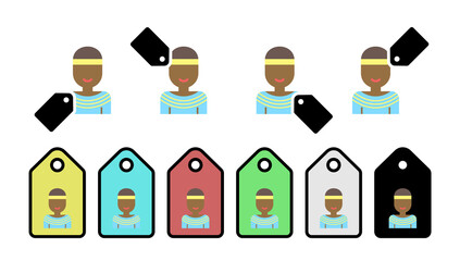 Poster - Native american boy color vector icon in tag set illustration for ui and ux, website or mobile application