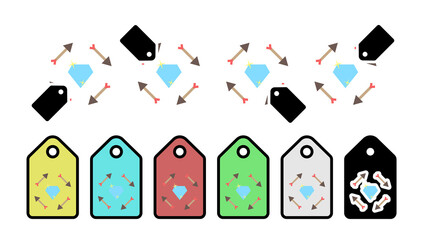 Poster - Arrows color vector icon in tag set illustration for ui and ux, website or mobile application