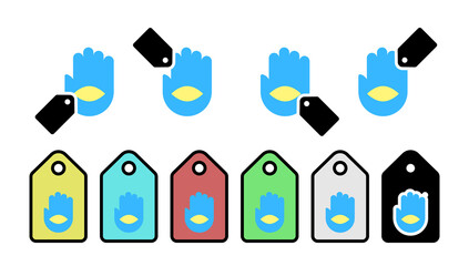 Poster - Hamsa color vector icon in tag set illustration for ui and ux, website or mobile application