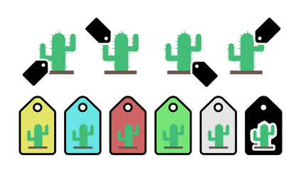 Poster - Cactus color vector icon in tag set illustration for ui and ux, website or mobile application