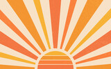 Fototapeta Zachód słońca - Vintage sun retro background. Trendy with bright colours perfect for poster, wallpaper, banner and backdrop