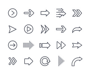 Poster - set of arrows icons. collection of buttons for websites. go to next page, minimalism, monochrome pic