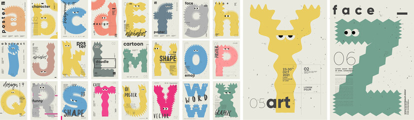 Canvas Print - big set. poster layout design. letters alphabet. cute monsters. template poster, banner, flyer.