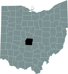Wall Mural - Black highlighted location map of the Franklin County inside gray administrative map of the Federal State of Ohio, USA