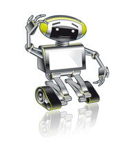 Petit Robot Sympathique Qui Est Inquiet Et Peut Afficher Des Messages Sur Son écran