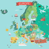 Fototapeta Londyn - Map of Europe with countries names