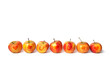 Leinwandbild Motiv Elstar Apfel Reihe mit Glücksbringer Aufdruck, Herz, Kleeblatt und Hufeisen, freigestellt, 
