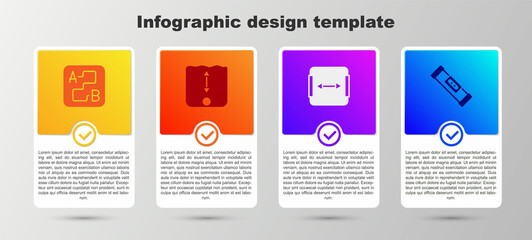 Set Route location, Depth measurement, Area and Construction bubble level. Business infographic template. Vector