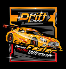 Sticker - Car drift t-shirt design, car t-shirt, car race template