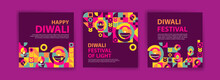 Social Media Post Template For Diwali Celebration. Colorful Neo Geometric Poster For Diwali Celebration.
