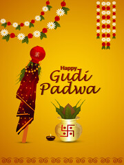 Wall Mural - Happy gudi padwa or ugadi celebration poster or greeting card