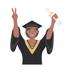 Poster - afro graduated woman with diploma