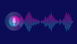 © Alano Design - Sound wave equalizer isolated on dark background. Voice and music audio concept. Sound from microphone. Vector illustration