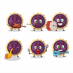 Wall Mural - Cartoon character of blueberry pie playing some musical instruments