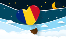 Heart Air Balloon With Flag Of Romania For Independence Day Or Something Similar

