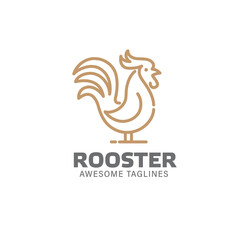 Rooster vector logo concept in line style