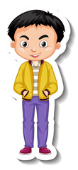 Wall Mural - A boy wears bomber jacket cartoon character sticker