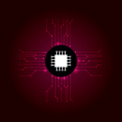 Canvas Print - computer chip and circuit board on dark background