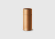 Empty blank paper tube with paper inside. Mock up isolated on a grey background. Kraft paper tube packaging, zero waste concept. 3d rendering.