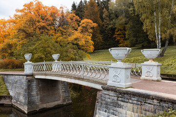 Wall Mural - park in autumn foliage in evening