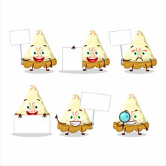 Sticker - Slice of lemon meringue pie cartoon character bring information board