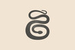 Silhouette vector illustration of a curved snake on a light isolated background. Vintage emblem. Stamp effect. Design element for shop, market, packaging, labels and logo. Vector illustration.