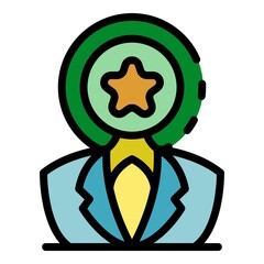 Poster - Man star head icon. Outline man star head vector icon color flat isolated