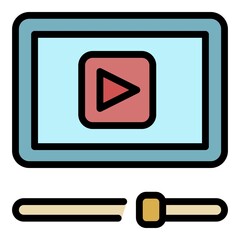 Poster - Internet video icon. Outline internet video vector icon color flat isolated