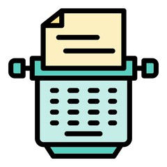Poster - Typewriter icon. Outline typewriter vector icon color flat isolated