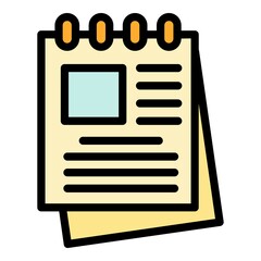 Poster - Notes in notepad icon. Outline notes in notepad vector icon color flat isolated
