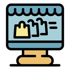 Poster - Online shopping icon. Outline online shopping vector icon color flat isolated