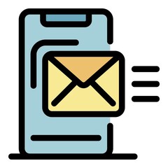 Poster - Email marketing icon. Outline email marketing vector icon color flat isolated