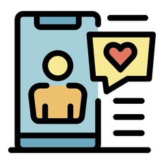 Poster - Love chat icon. Outline love chat vector icon color flat isolated