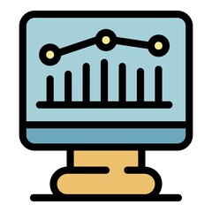 Poster - Report analysis icon. Outline report analysis vector icon color flat isolated