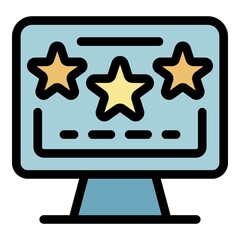 Poster - Three stars service icon. Outline three stars service vector icon color flat isolated
