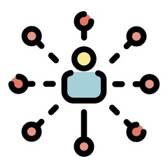 Poster - Marketer man icon. Outline marketer man vector icon color flat isolated
