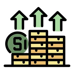 Poster - Raise profit icon. Outline raise profit vector icon color flat isolated