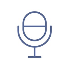 Aufkleber - Radio microphone icon in line art style. Studio mic for podcast record. Mike symbol for UI design and web site interface. Simple linear flat vector illustration isolated on white background