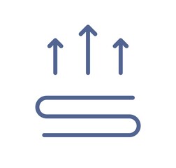 Poster - Heating icon with three straight arrows over heater element. Thermal energy control pictogram. Simple picto in lineart style. Linear flat vector illustration isolated on white background